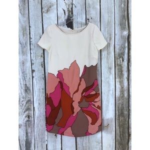 Loft Floral Colorblock Mini Shift Dress